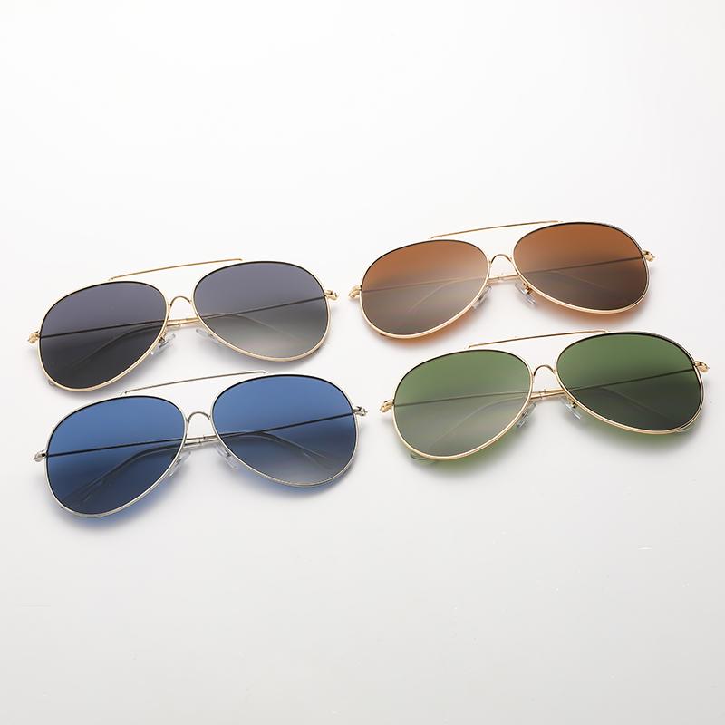 New Pilot Concave Metal Frame Sunglasses Men Women Fashion UV Protection Driving Sun Glasses Double Beam