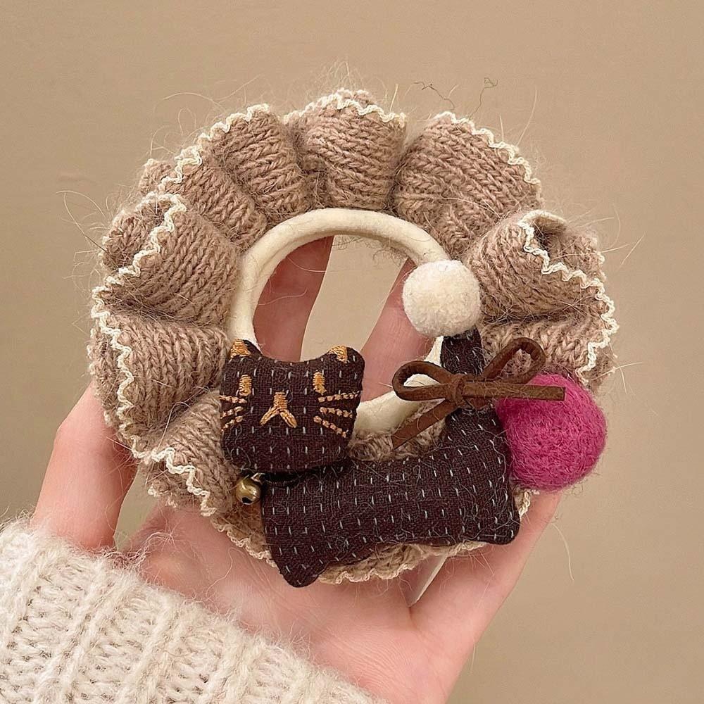 Embroidered Cartoon Animal Hair Rope Large Intestine Circle Bun Rubber Bands Horse Scrunchie  Women