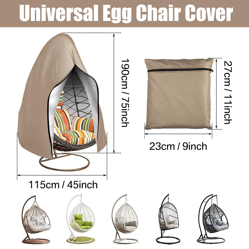 Wasserdichte Hänge-Eiersessel-Abdeckung für die Terrasse, winddichte Schaukel-Eiersessel-Abdeckung, Eiersessel-Überzug mit Reißverschluss und verstellbarem Saumkordelzug