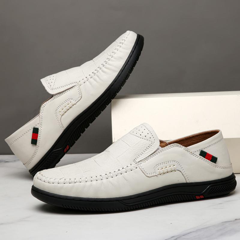 Pánské boty z hovězí kůže, ležérní nazouvací formální mokasíny, pánské mokasíny italské černé pánské řidičské boty