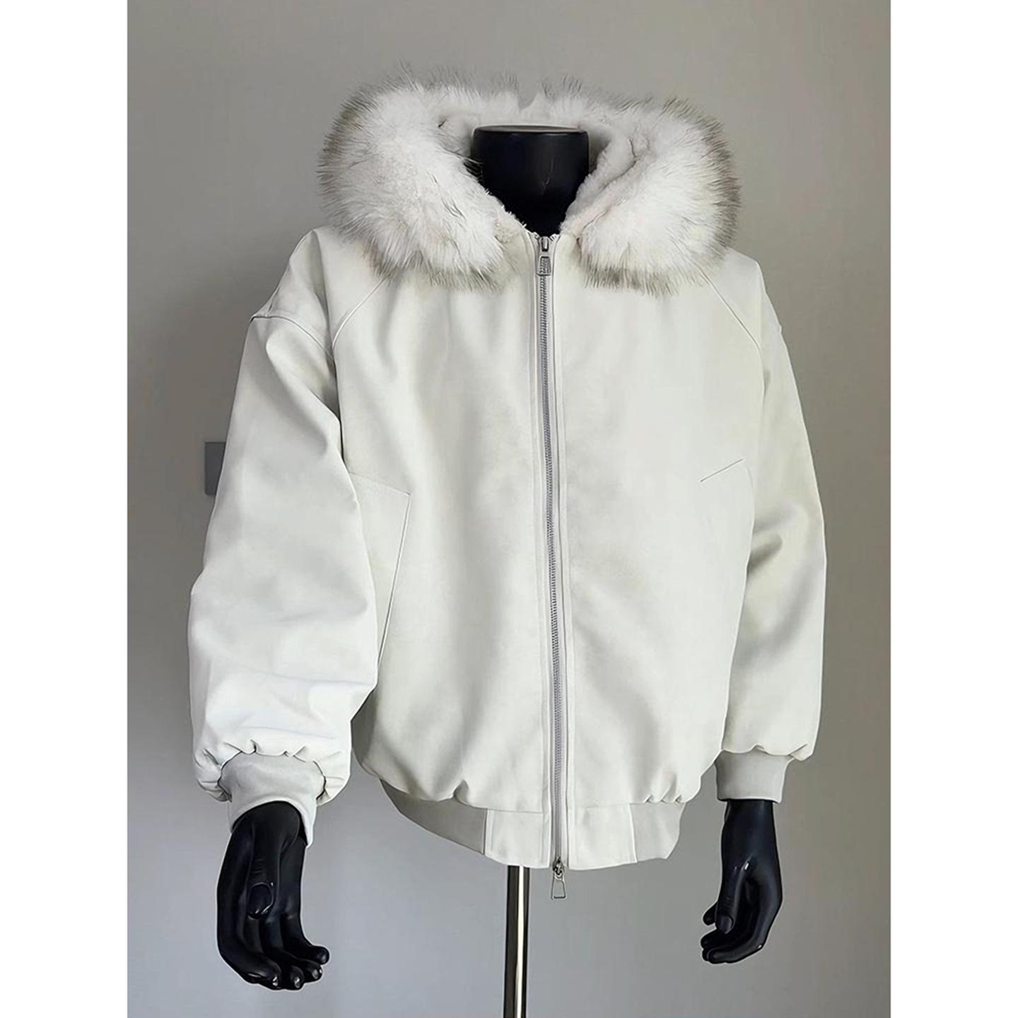 Hooded Black-billed Capercaillie PU Leather Jacket
