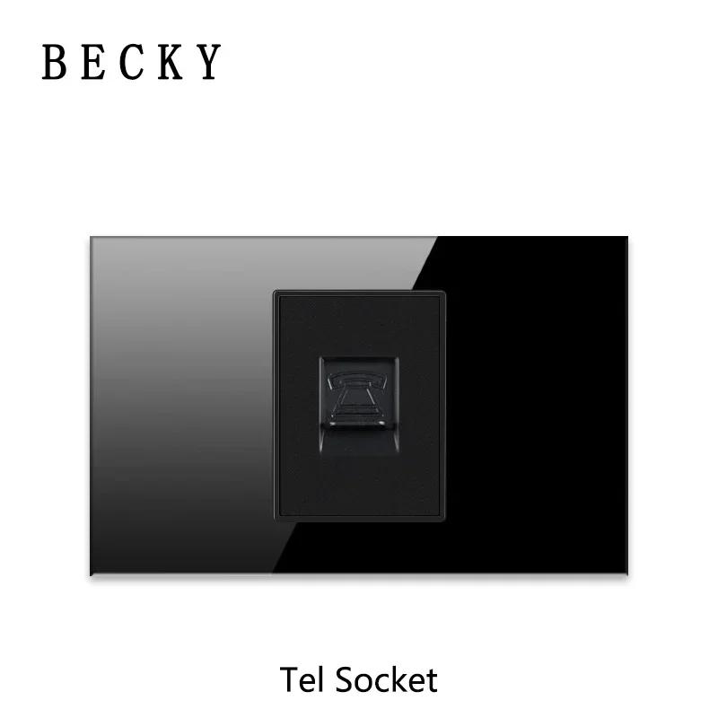 118 Type Piano Key Black Tempered Glass Fashionable Switch Socket American British European Standard Universal Socket