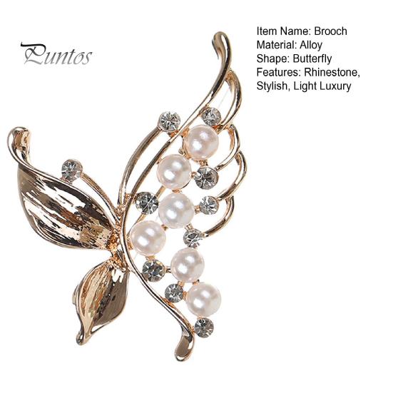 Rhinestone Butterfly Brosje Dame Stilig Sense Light Luksus Utsøkt Delikat Unik Faux Pearl Corsage
