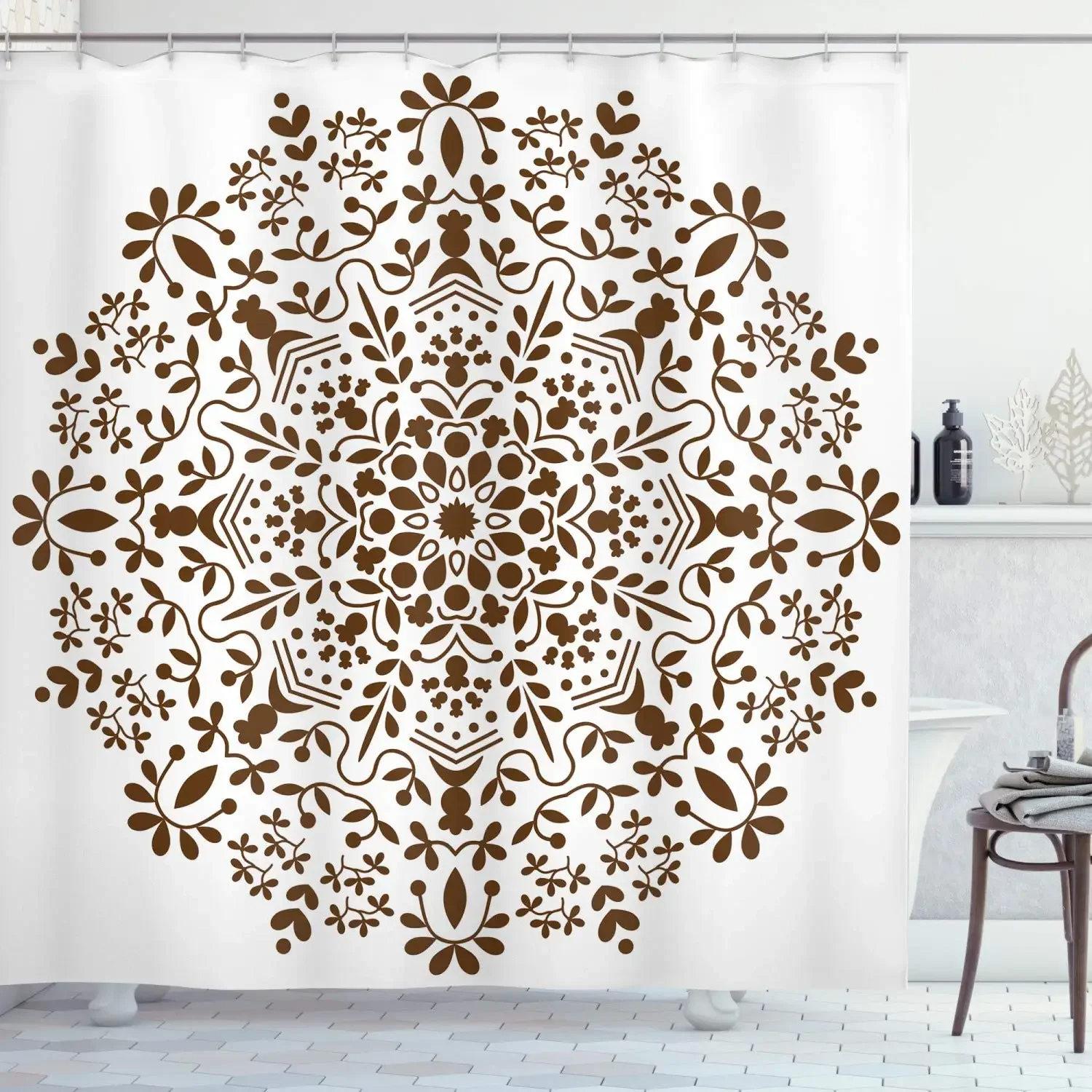 

Завіса для душу Mandala Boho Барвиста квіткова завіса для ванної кімнати для домашньої ванни Водонепроникна поліефірна тканина з гачками W150xH180cm