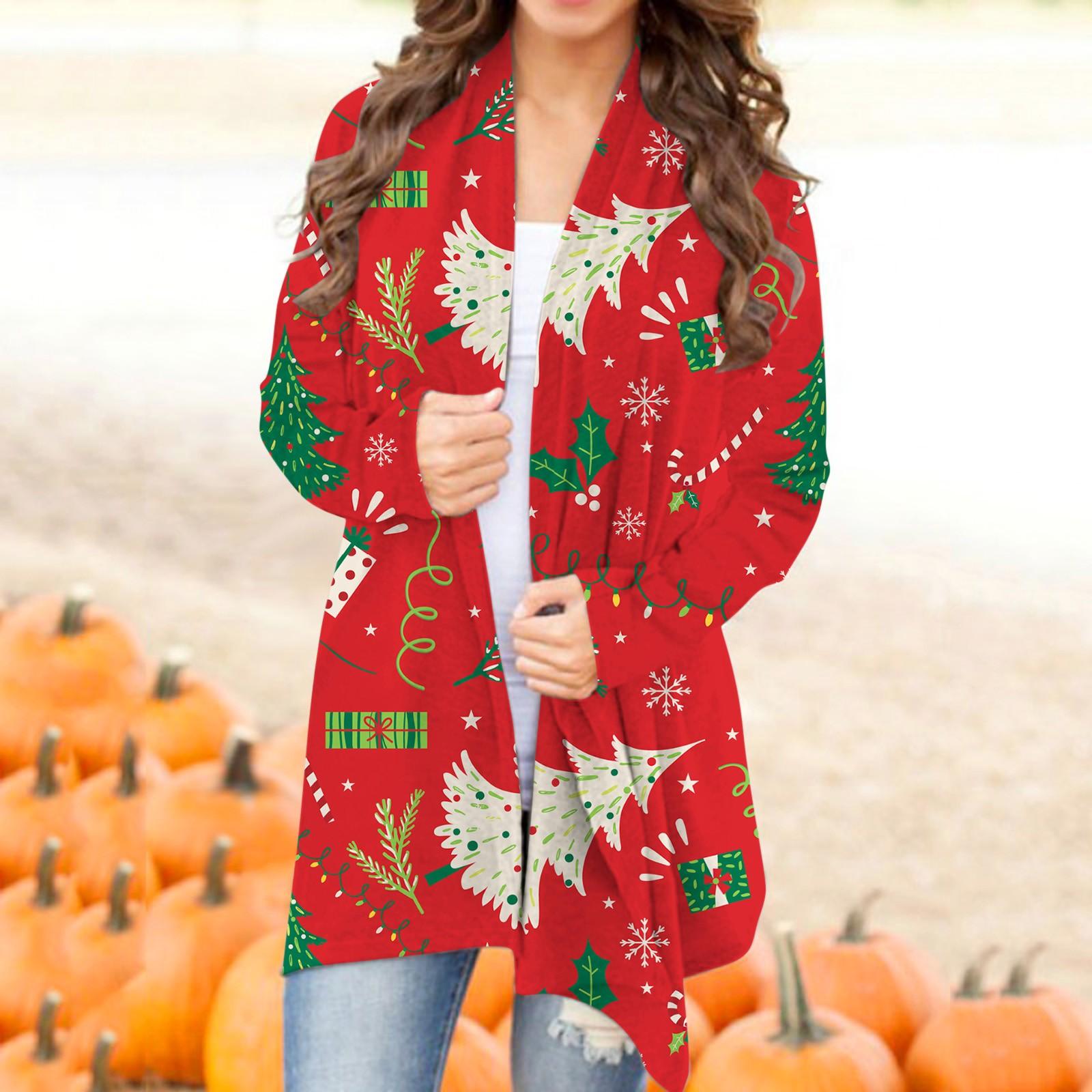 

Women s Cardigan Coat,Christmas Cardigan Open Front Long Sleeve Sweater Coat Casual Jacket XL бежевий