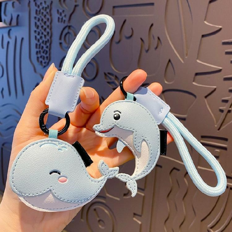 Charming Leather Dolphin Keychain with Whimsical Design Elegant Key Chain Charm for Everyday Use and Special Occasions