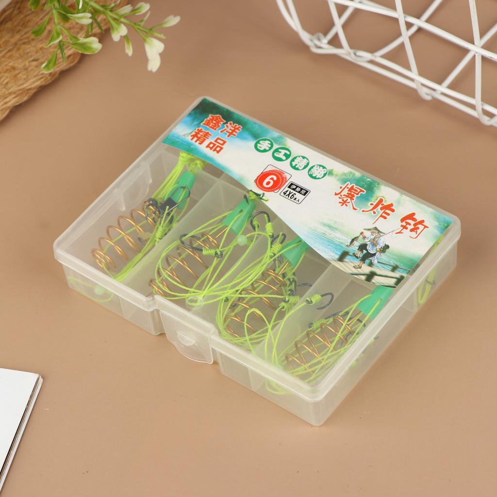 4Pcs Isni Explosive Hook Waist Drum Spring Bait Hook Anti-Winding Silver Carp And Bighead Fish Group Fishing Accessories