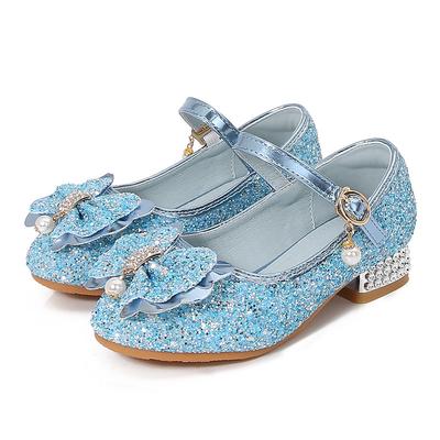 Children's High Heels Girls Princess Shoes Spring and Autumn Little Girl Fashion Single Shoes Baby Leather Shoes Sequined Medium Es