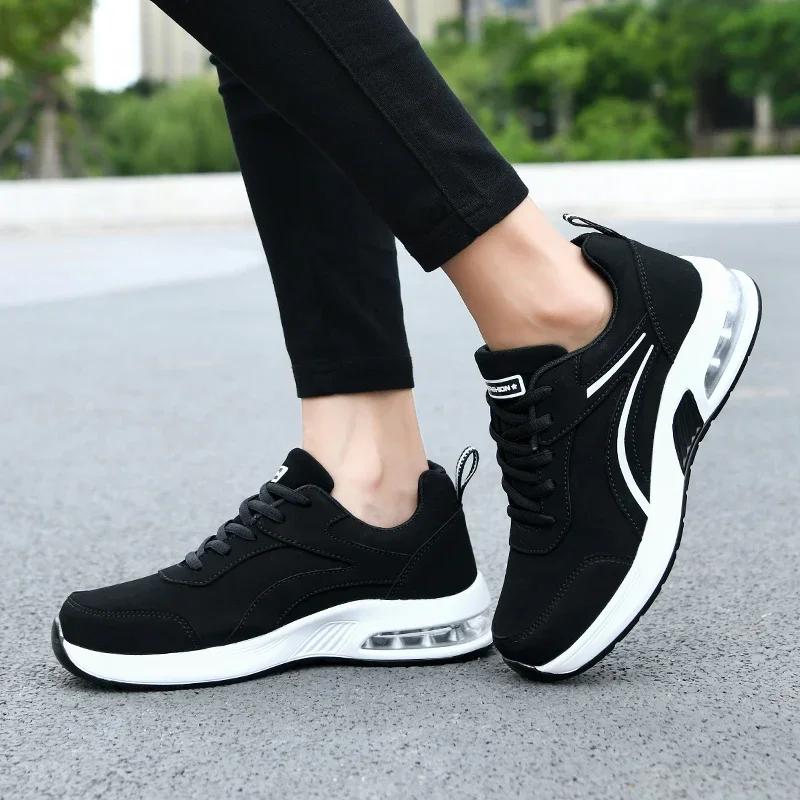 Autumn Ladies Sports High-Quality Non-Slip Jogging Shoes, Fashion Leather Upper Running Shoes Women Soft Fitness Casual Sneakers