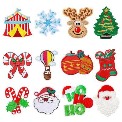 Christmas Cloth Sticker Patch Sticker Seam-Free Washable Cartoon Embroidery Cloth Embroidery Clothing Accessories Christmas Cloth Sticker Embroidery