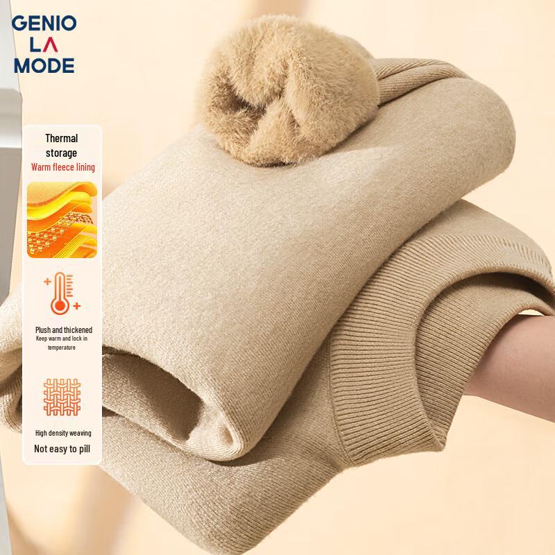 GENIOLAMODE Men's Fleece-Lined Half-High Collar Knit Sweater