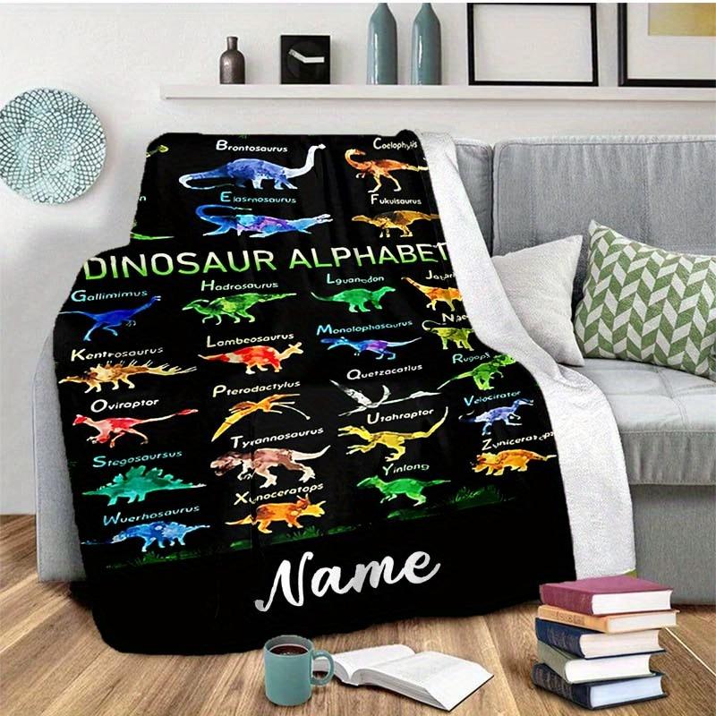 Color Dinosaur Customize Your Name Blanket Used For Chair Office Sofa Bed Camping Soft And Warm Giving Friends And Relatives Birthday Graduation Gift