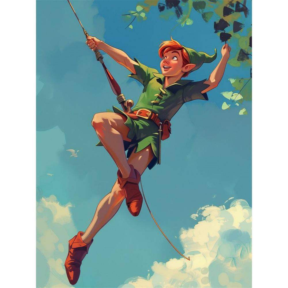 

Disney Diamond Painting 5D DIY Peter Pan Fan Art Illustration Art Mosaic Embroidery Decoration Cross Stitch Gift Round 20x30cm