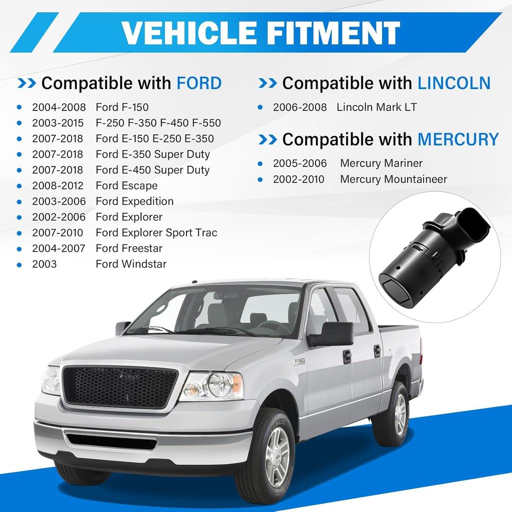4er-Pack Backup-Einparkhilfe-Sensoren für hinten Kompatibel mit Ford F150 F250 F350 E-150 E-250 Escape Explorer Lincoln Mercury Mariner Mountaineer -