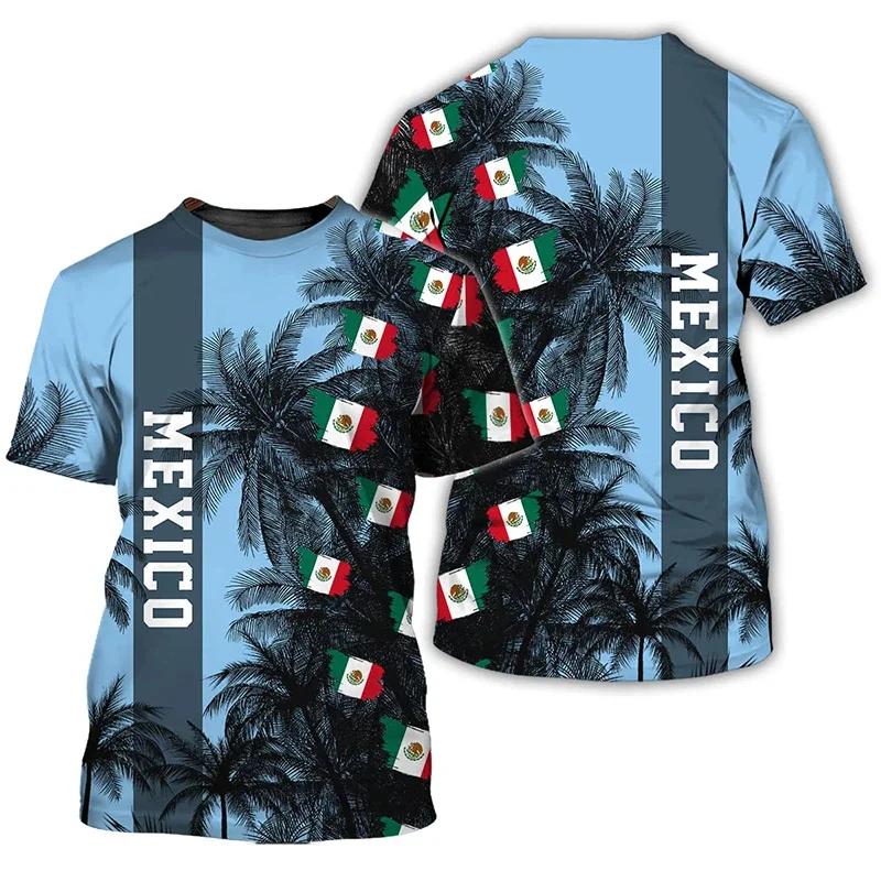 3D printed Mexican flag men's T-shirt  Mexican pattern T-shirt  Summer fashionable round-neck top  Good morning Koruku T-shirt