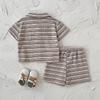 Korean Summer 2026: Boys' Striped Button Two-Piece Set
