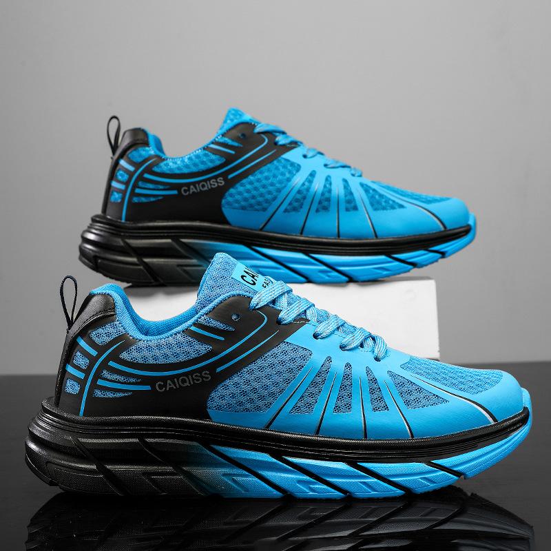 Large Size Four Seasons Couple Running Shoes Heightening Shoes Single Mesh Hollow Flyknit Breathable Casual Versatile Sports Shoes