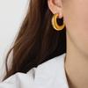 European & American Fashion Titanium Steel Gold-Plated Irregular C-Shape Earrings - Simple, Versatile, and Unique Women's Jewelry