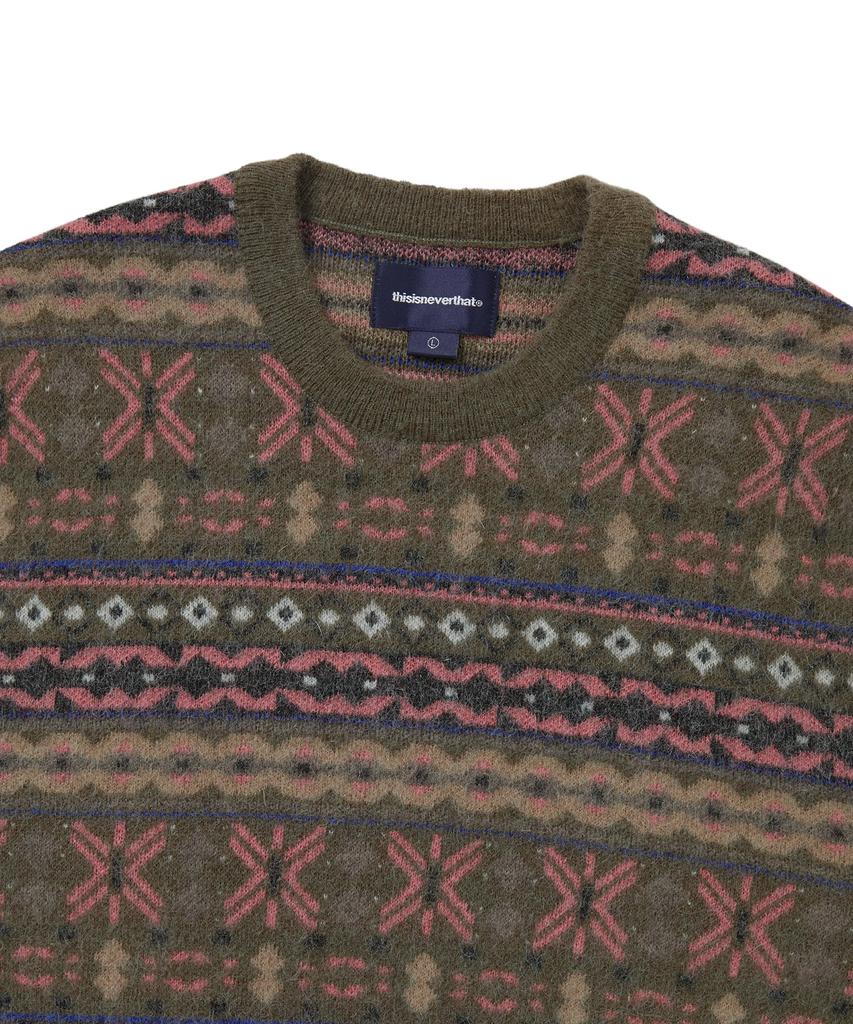 THISISNEVERTHAT Fair Isle Knit Sweater Olive Green