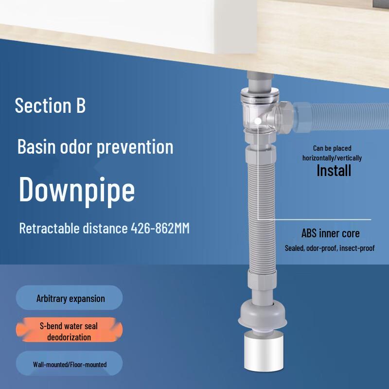 Space-Saving Rotatable Anti-Odor Washbasin Drain Pipe