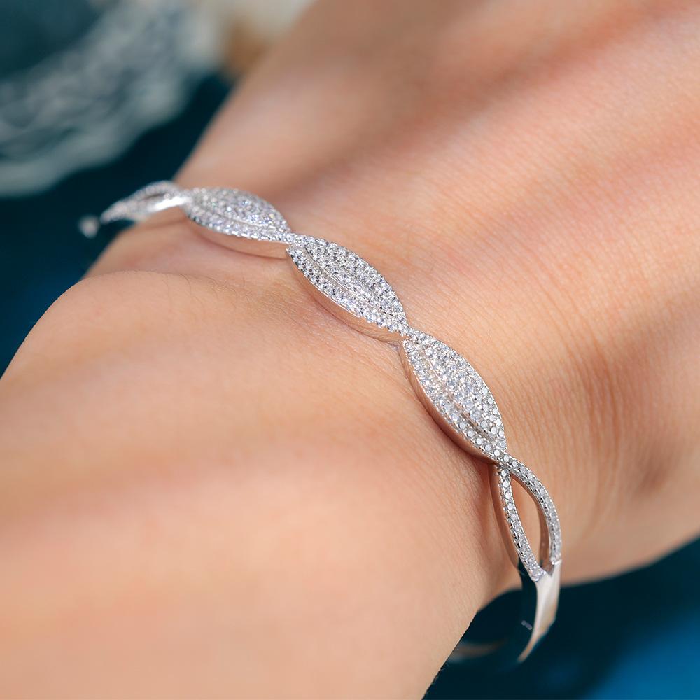 Fashion S925 sterling silver bracelet for women simple and versatile diamond-encrusted silver bracelet personalized accessories trendy accessories 925 silver платиновый