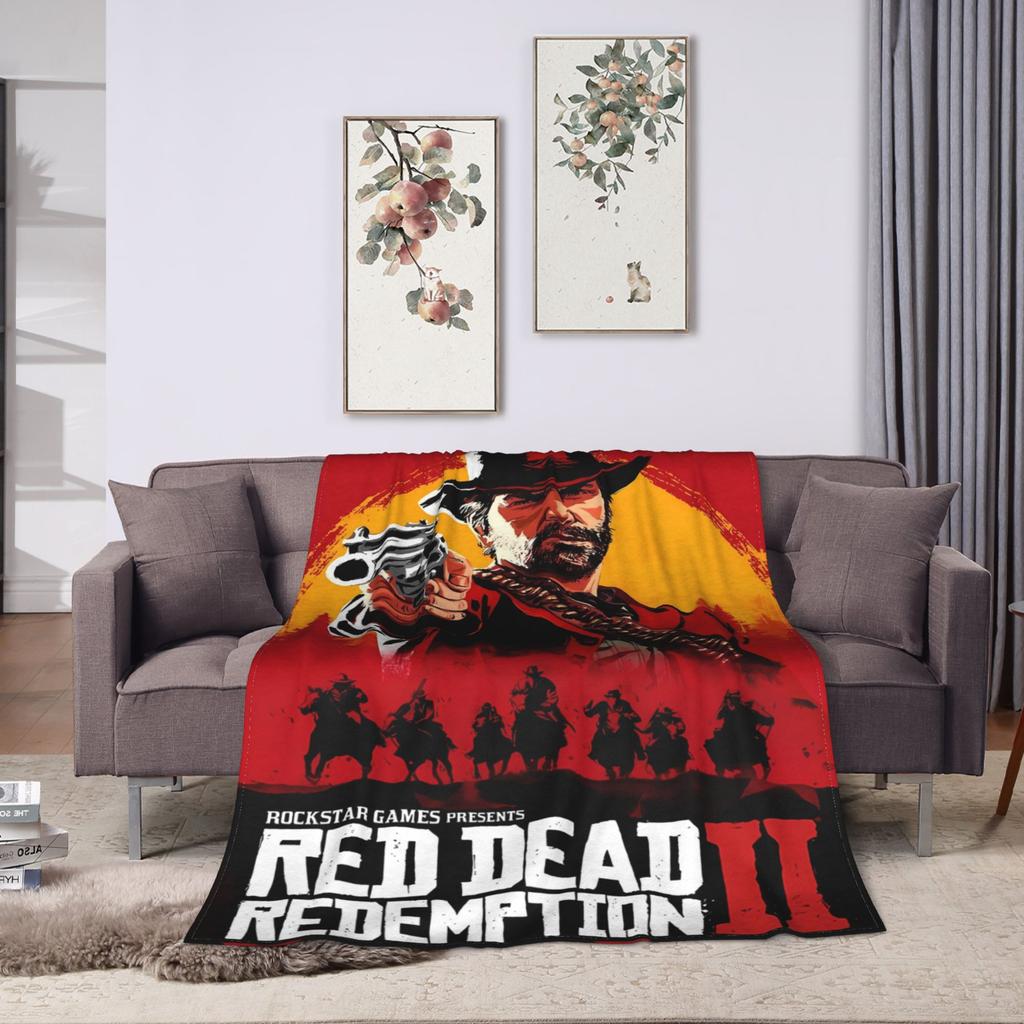Red Dead Redemption 2  Warm Soft Blanket  Students Plush Bedding Throws Pattern Couch Chair Flannel Bedspread Sofa Bed Cover
