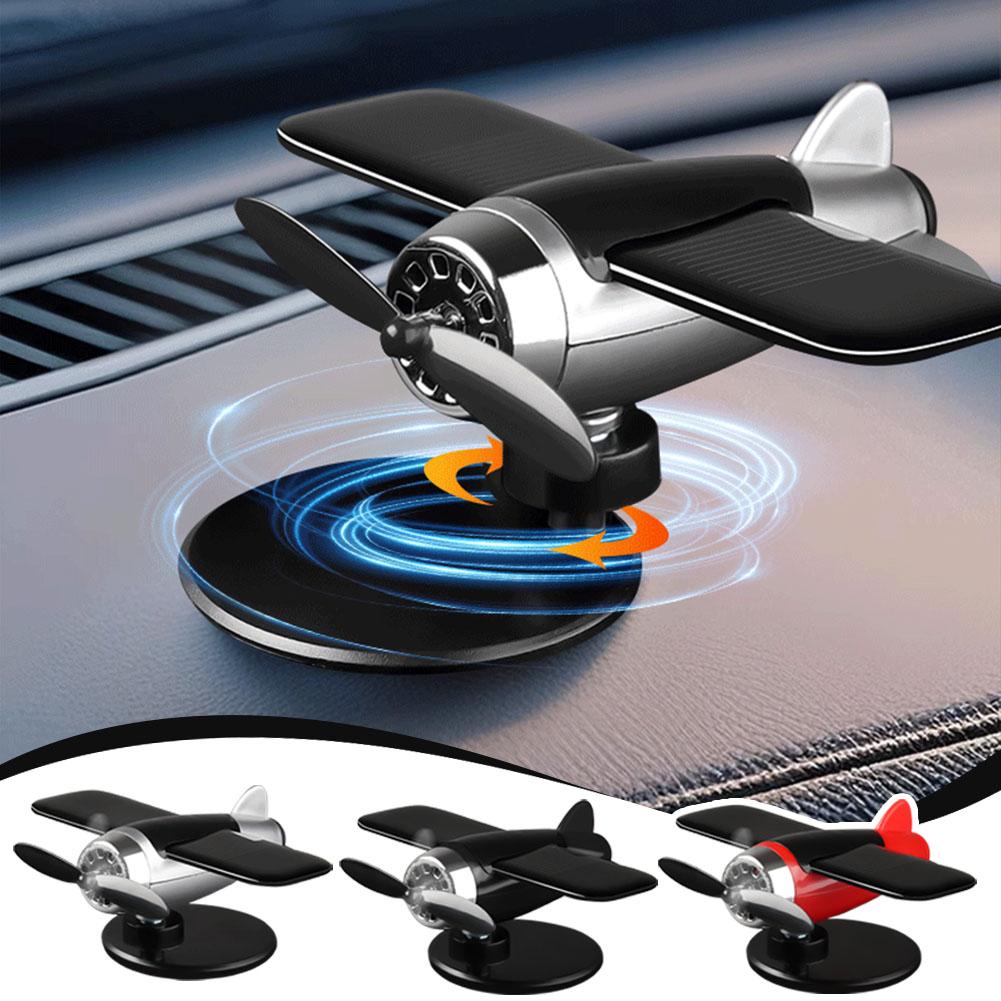 Car Solar Airplane Ornaments 360° Rotary Car Center Helicopter Propeller Decoration Solar Powered Rotating Ornaments Car Co N7W9