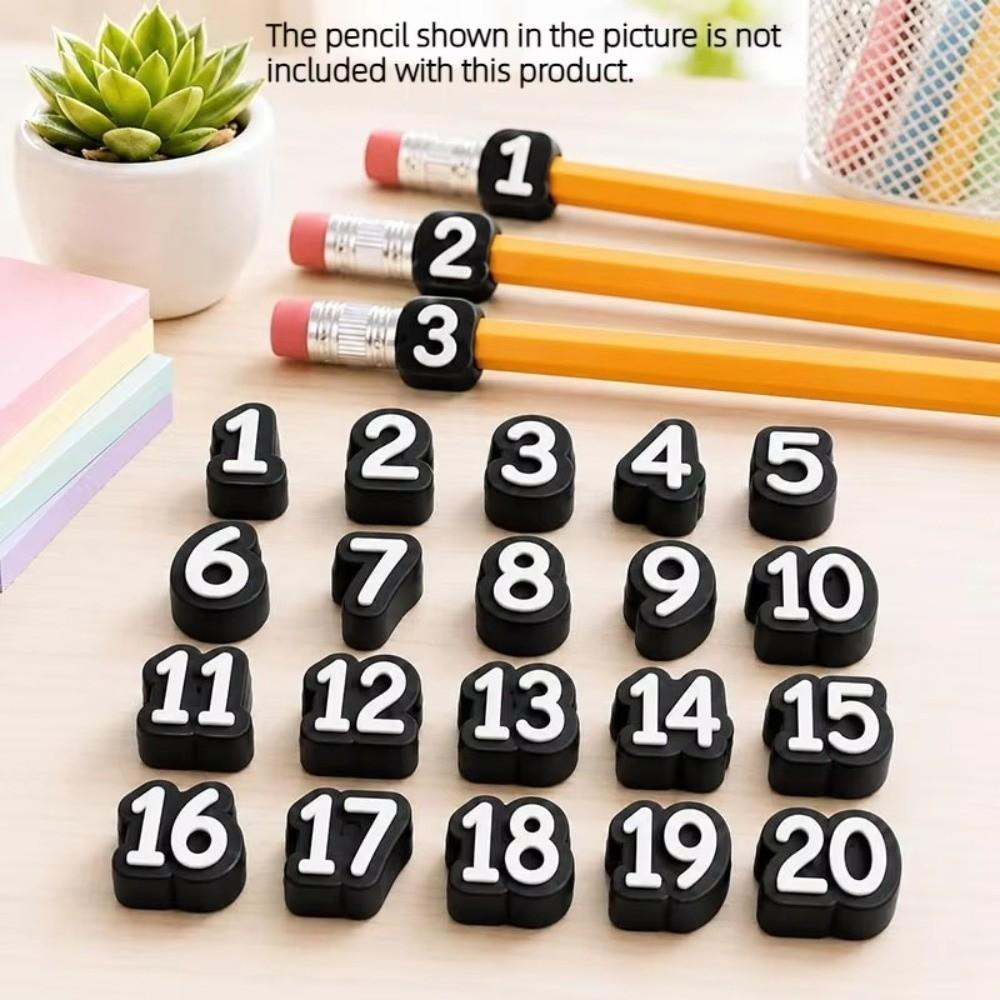 50pcs Reusable Numbered Pencil Toppers Silicone Numbered Pencil Caps Students Teachers Organization