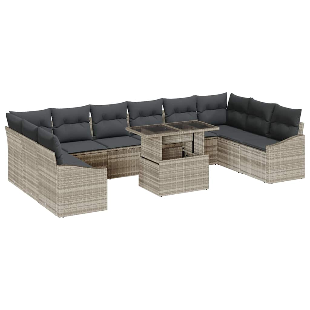 Outdoor Sofa Set with Cushions 11 pcs Light Grey and Dark Grey
