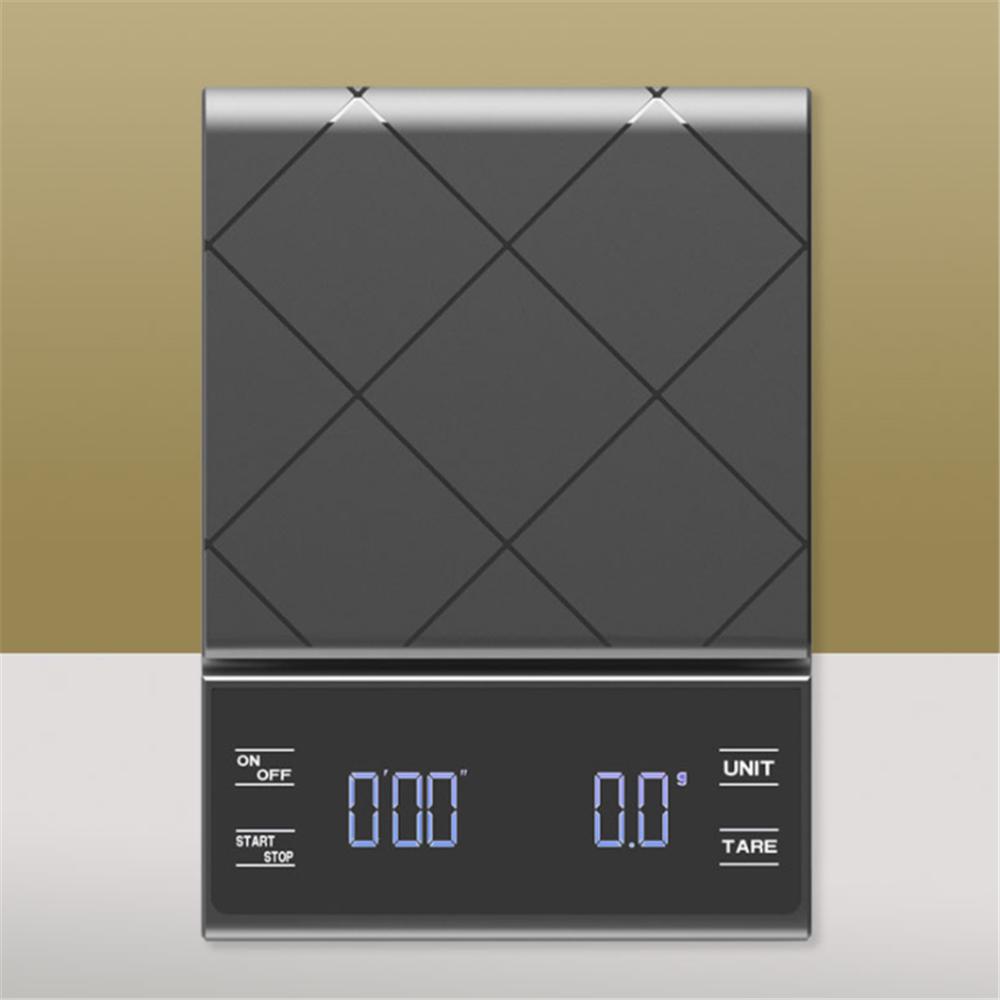 Electonic Kitchen Scale with Timer Smart Digital Coffee Scale Household Food Scale Precision Scale Weight Scale 3KG/0.1g Black