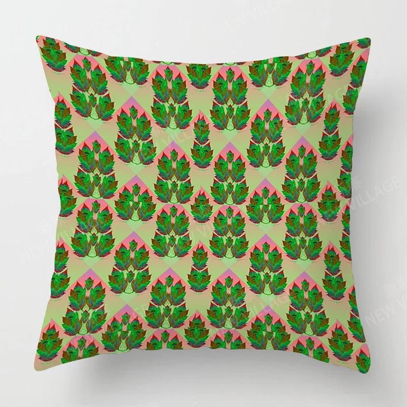 Nordic Fall Home Decor Autumn Throw Pillow Case Sofa Cushion Cover Modern 45X45Cm 45*45 50X50 60X60Cm 40*40Cm Leaf Plant Green