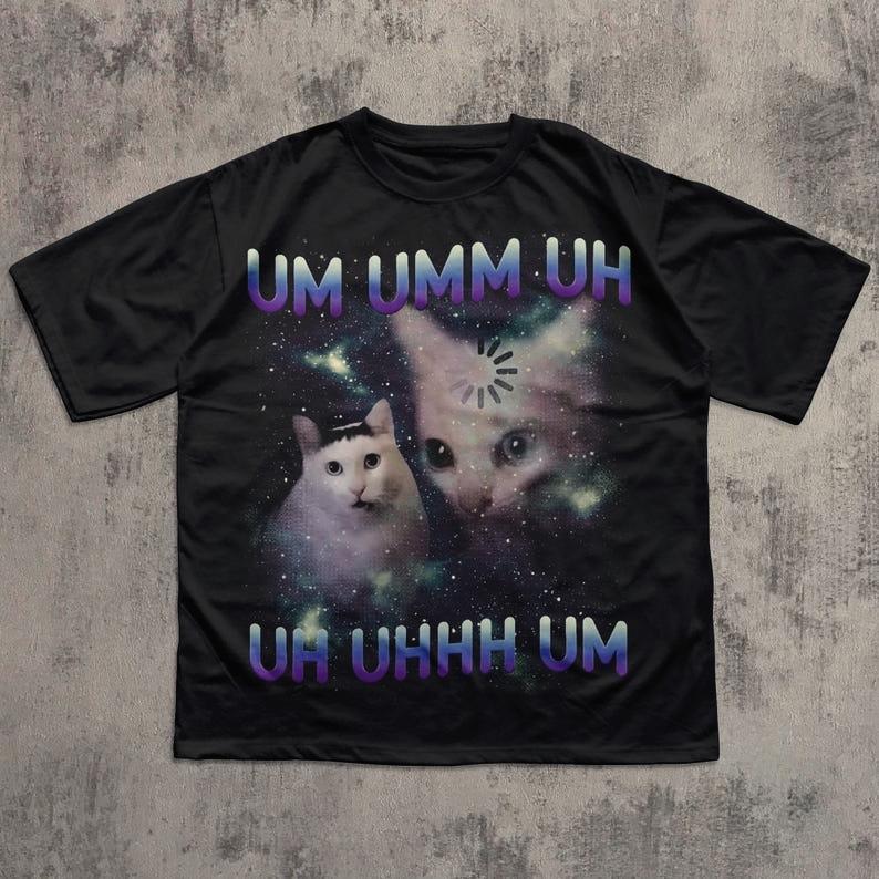 Funny Y2k Silly Cats Print Cotton Tshirt 90s Retro Kitten Vintage Graphic Tee Gift For Cat Lovers Meme Tshirt Men Women Tops
