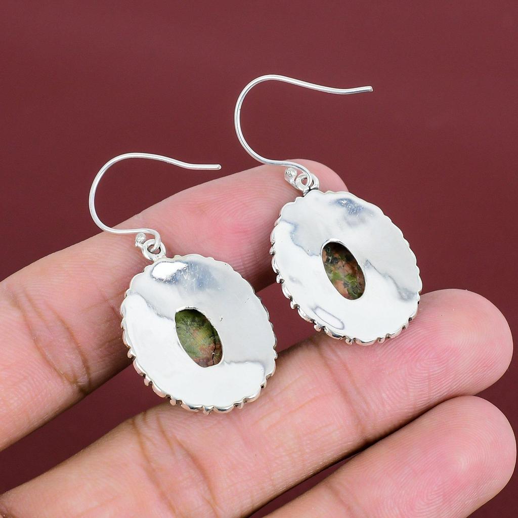 Unakite Earrings Gemstone Earring Vintage Jewelry 925 Sterling Silver Earring Very Pretty Unakite Jewelry Handmade Earring Anniversary Gifts
