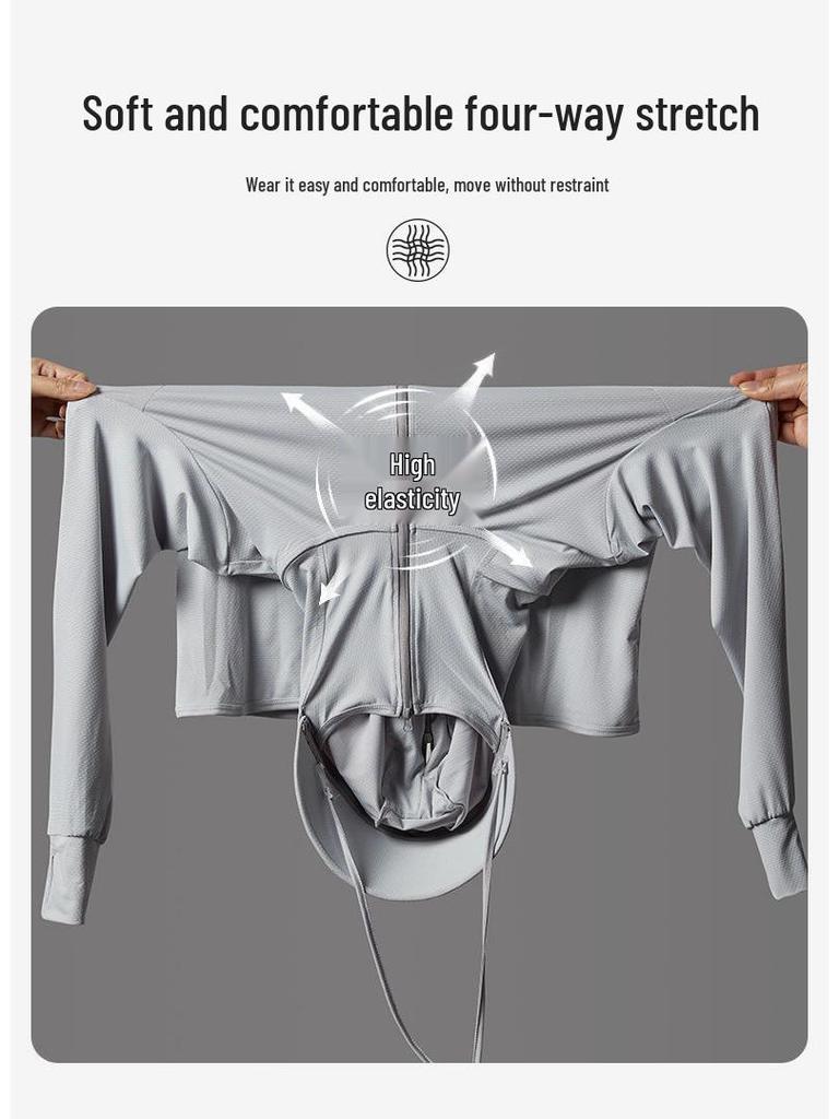 Men's Ultra-Thin Ice Silk Hooded Windbreaker: Breathable Sun Protection Jacket for Summer & Fishing