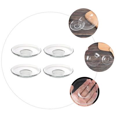 4 st Glasfat Runda Snacksfat Transparent Klara Pappersmugg Kaffemuggar Tårta Fatet Dekorativa Fat Rätter Glas