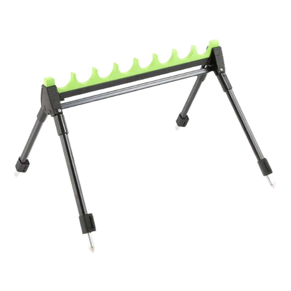 

Adjustable 12-Slot Fishing Rod Holder Zinc Alloy 4-Leg Fishing Pole Holder Telescopic Practical Ground Display Rack чёрный