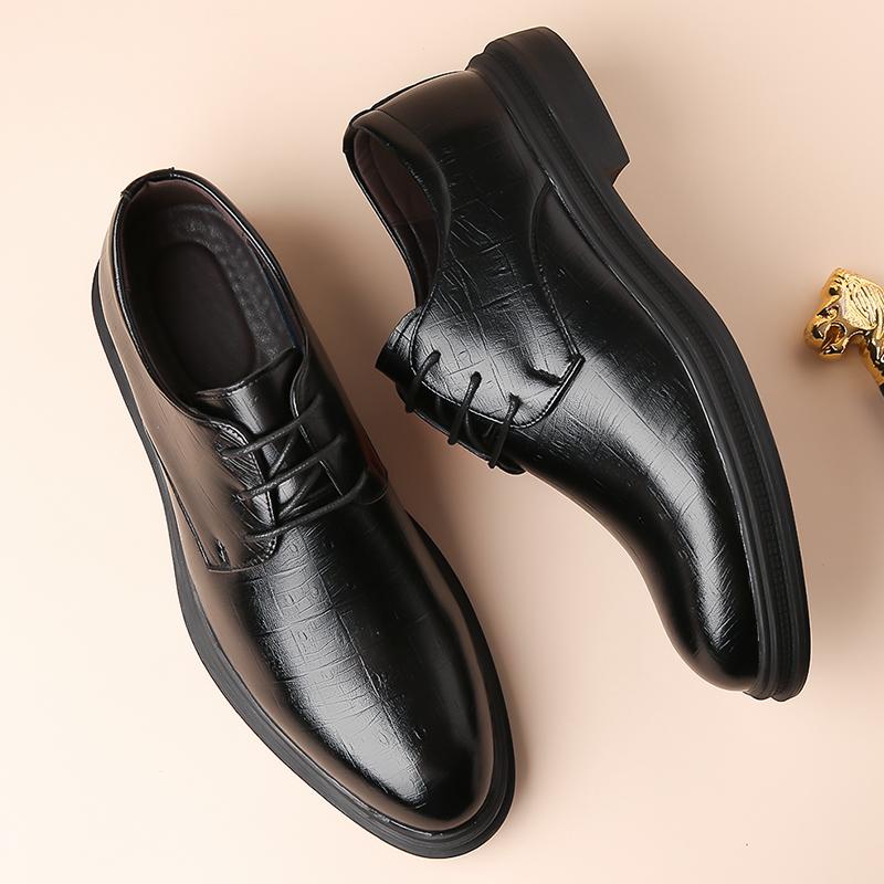 Designer Brand Men's Leather Casual Shoes Formal Occasions Men's Business Shoes Lace Up Work Shoes British Style Lace Up Style