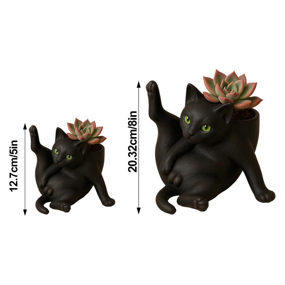 Cat Flower Pot Planter Pot Adorable Cat-shaped Flower Pot Set for Stress Relief Office Decor Fun Grooming Cat for Indoor