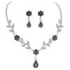 Luxury Sparkling Crystal Flower Necklace Earrings Set Premium Feeling Necklace Earrings Two Piece Bridal Jewellery Set