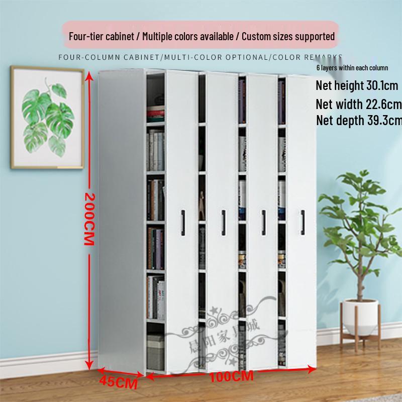 Compact Sliding Dustproof Bookshelf with Wheels and Hidden Gap Storage