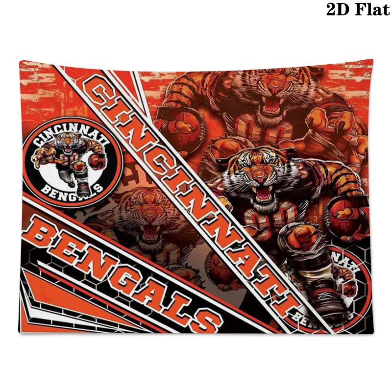 Cincinnati Bengals Logo Wall Tapestry Aesthetic Wall Hanging Printed Fabric Blanket Decorative Tapestries for Bedroom Living Room Home Decor