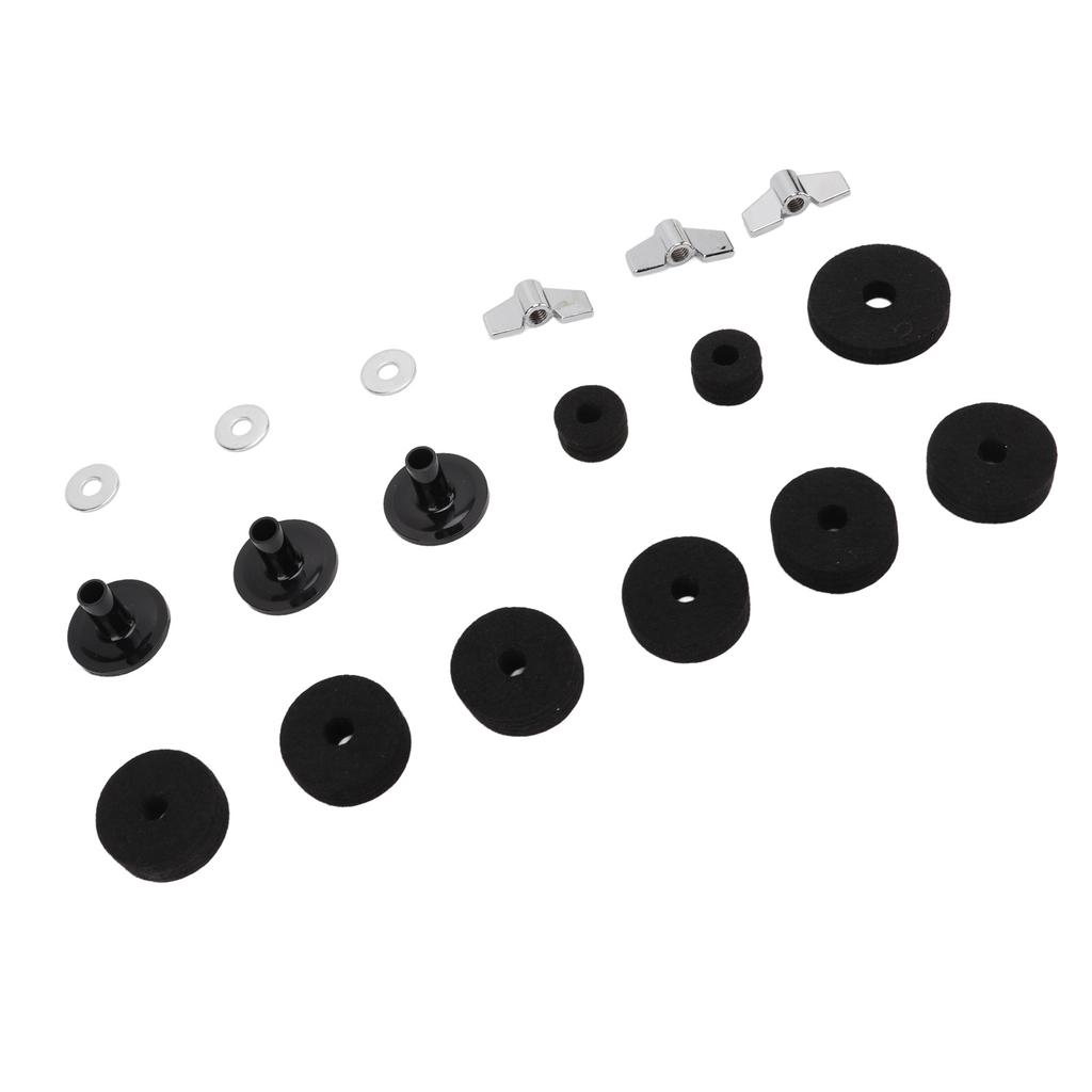 Drum Kit Non Slip Felt Pad Set Wing Nuts Stand Sleeves Cymbal Washers Replacement AccessoriesBlack