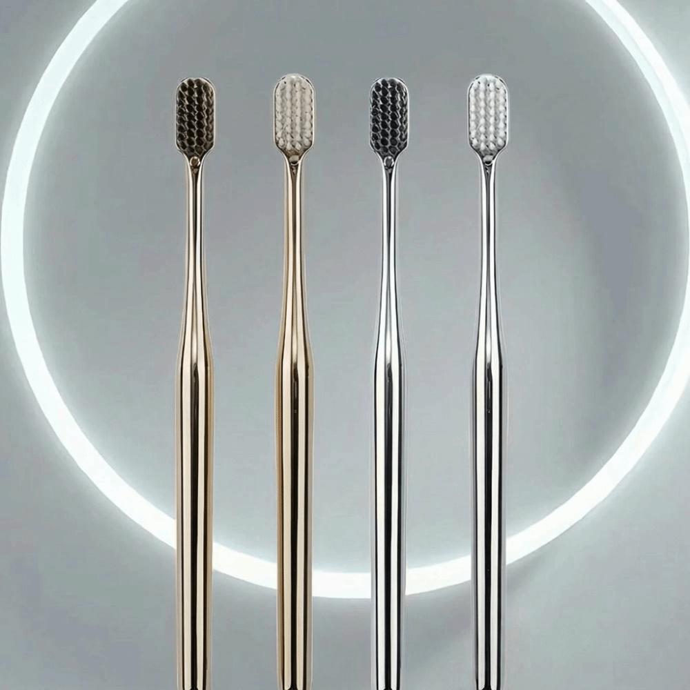 Gold Silver Dental Brushes Luxury Adult Tooth Brush Oral Care Manual Toothbrush Family Oral Care
