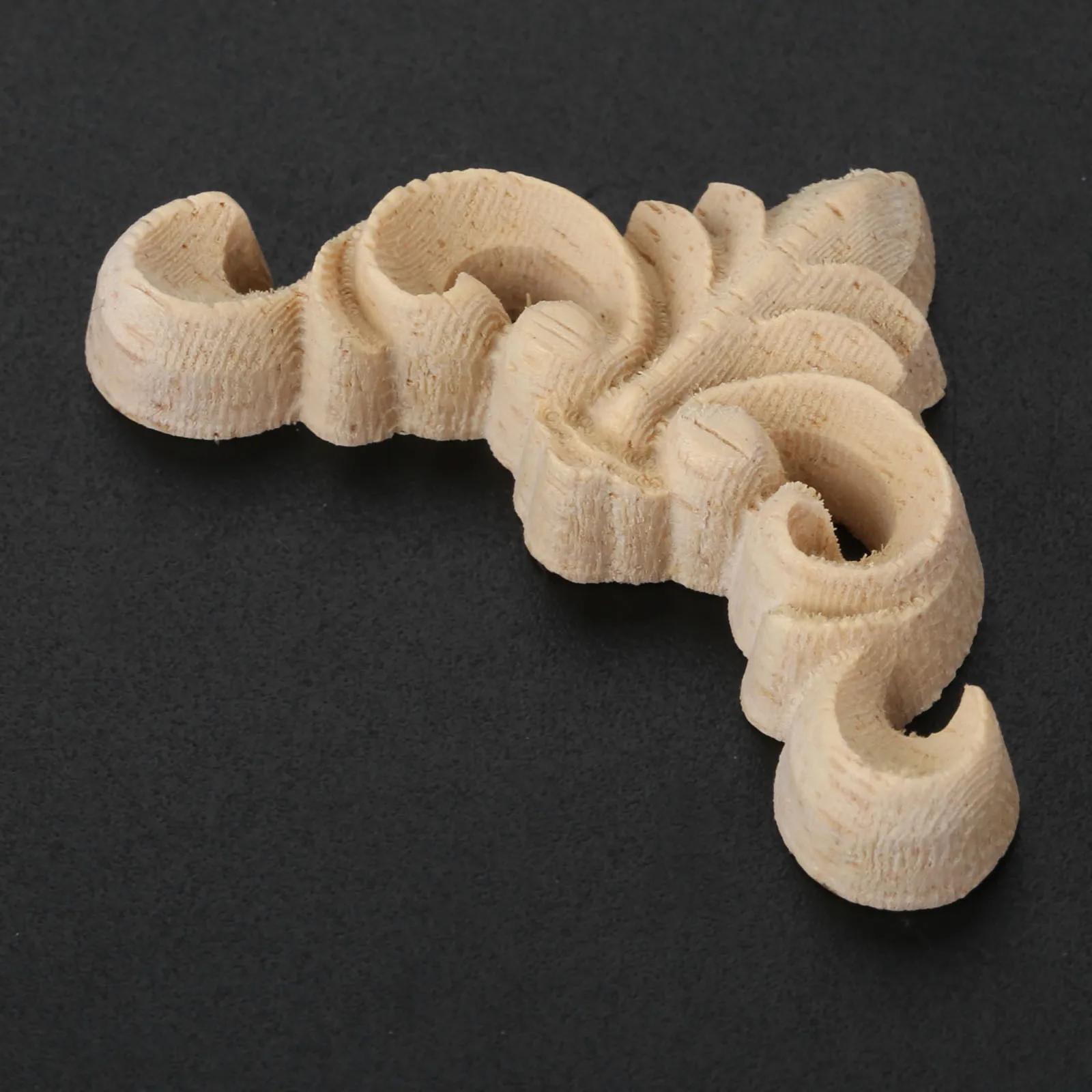 4 шт или 1 шт 4 см резьба по дереву угловая наклейка неокрашенная резная деревянная накладка аппликация рамка мебель дверца шкафа стиль