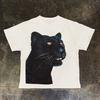 Amerikanischer Stil Retro Schwarzer Panther Druck Nische Vintage Streetwear Lockeres und Vielseitiges Kurzarm-T-Shirt