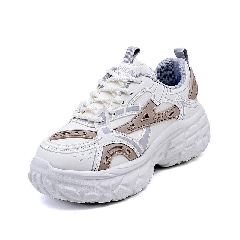 Tire platform dad shoes women's spring new breathable non-slip casual shoes inner height increase and foot small sports shoes