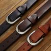 First Layer Cowhide Belt, Men's Steel Buckle, Genuine Leather, Retro Trend Versatile Youth Belt, Fashionable Handmade Knife Mark Belt