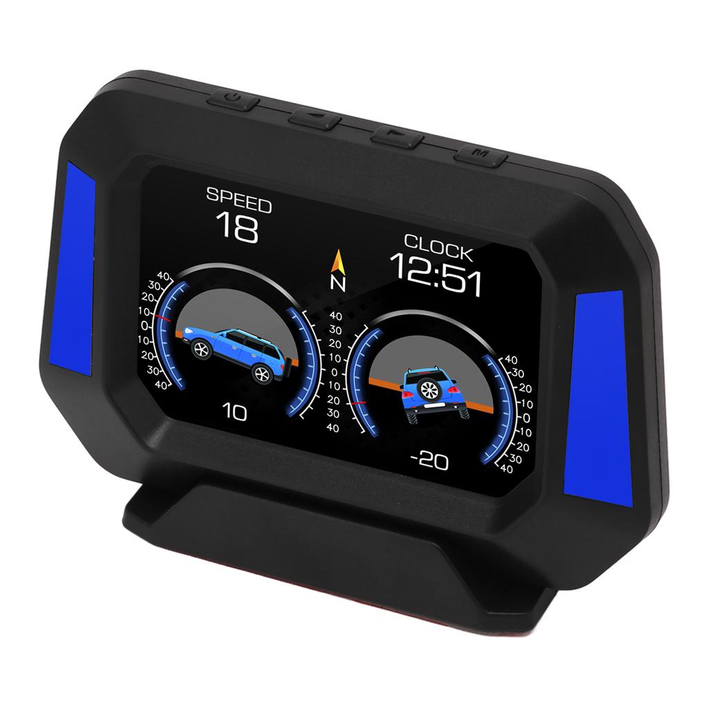 Jauge Intelligente de Voiture 3 pouces Compteur de Vitesse Numérique Affichage HUD de Voiture Mode OBD2+GPS avec Inclinomètre Boussole Vitesse Compte-tours Avertissement Vitesse