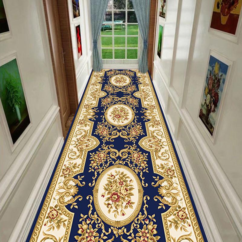 National Floral Living Room Area Rug European Corridor Hallway Carpet Bedroom Kitchen Floor Rug Anti-Skid Mat Entrance Doormat