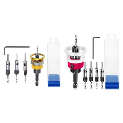 Professional Countersink Drill Bit Set with Low Friction Depth Stop Hex Shank Tapered Drill Bit For Woodworking